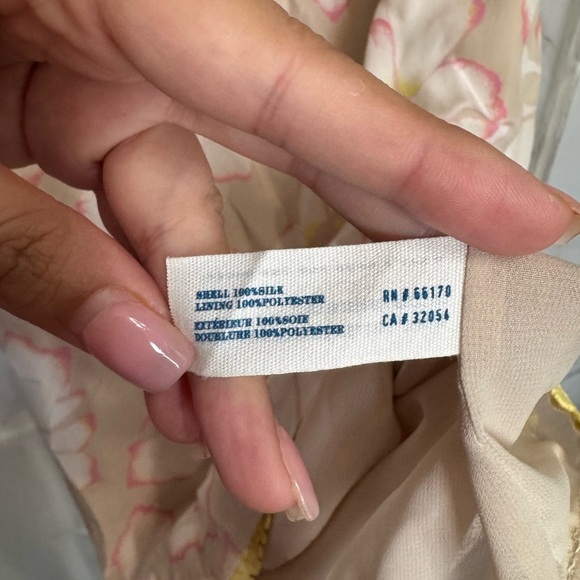 Anthropologie Leifsdottir Silk Cream Floral Ruffle Shift Dress Women’s Size 2 - Picture 8 of 11